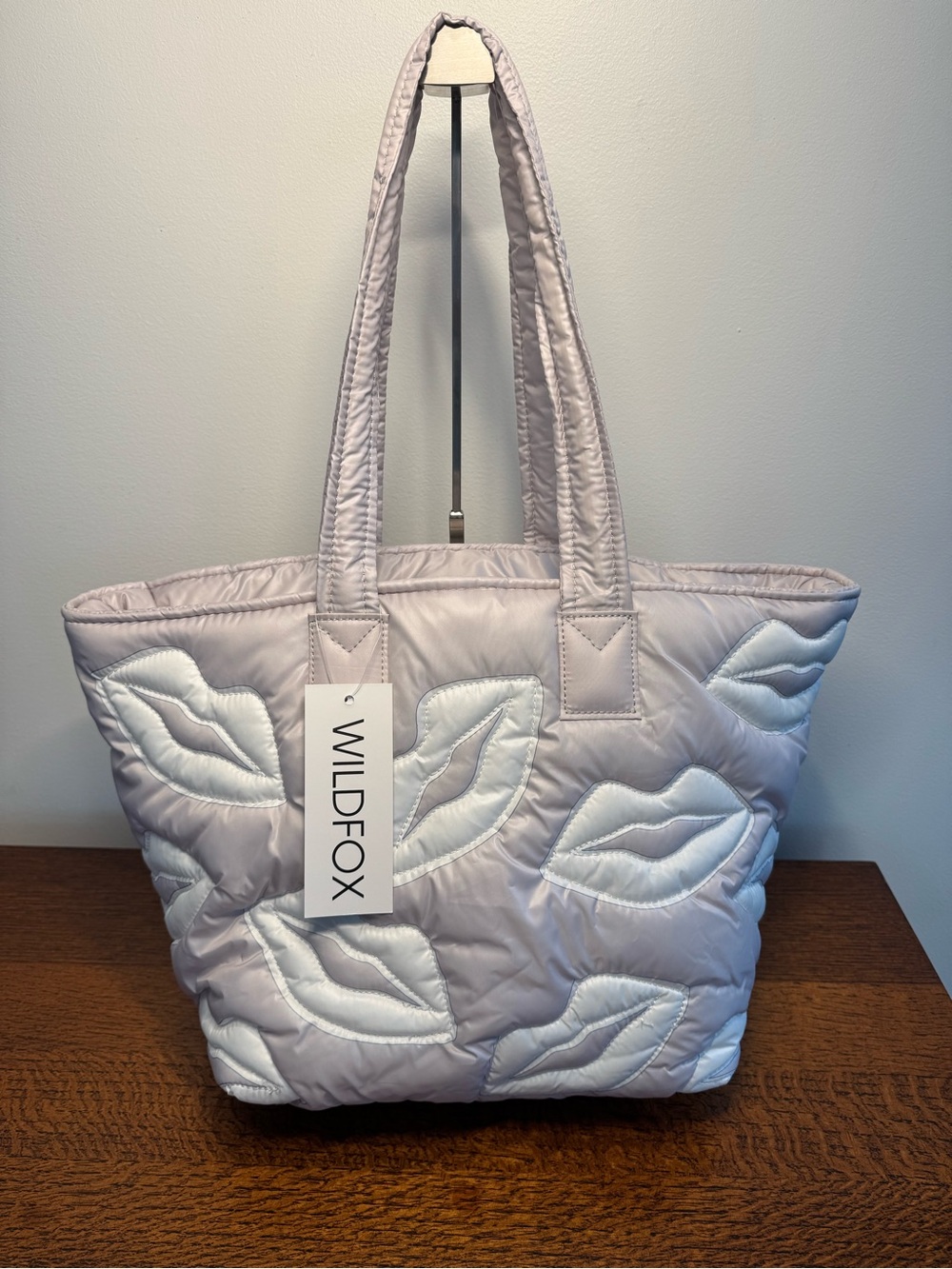 NWT Wildfox Quilted Lips Puffer Tote Bag